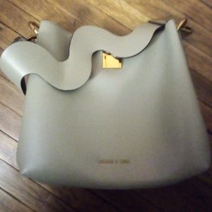 Charles & Keith Gray Bag with Gold Accents